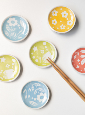 半村 日式进口陶瓷蘸料碟筷架 日式小清新迷你小碟子酱油碟芥末碟