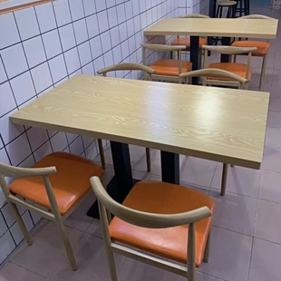 加厚餐桌小户型商用食堂饭店餐桌椅快餐厅桌椅组合饭桌长方形桌子
