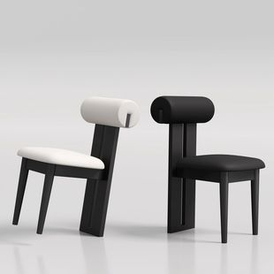 北欧实木餐椅家用简约现代中古风餐厅靠背椅凳子设计师河马餐椅子