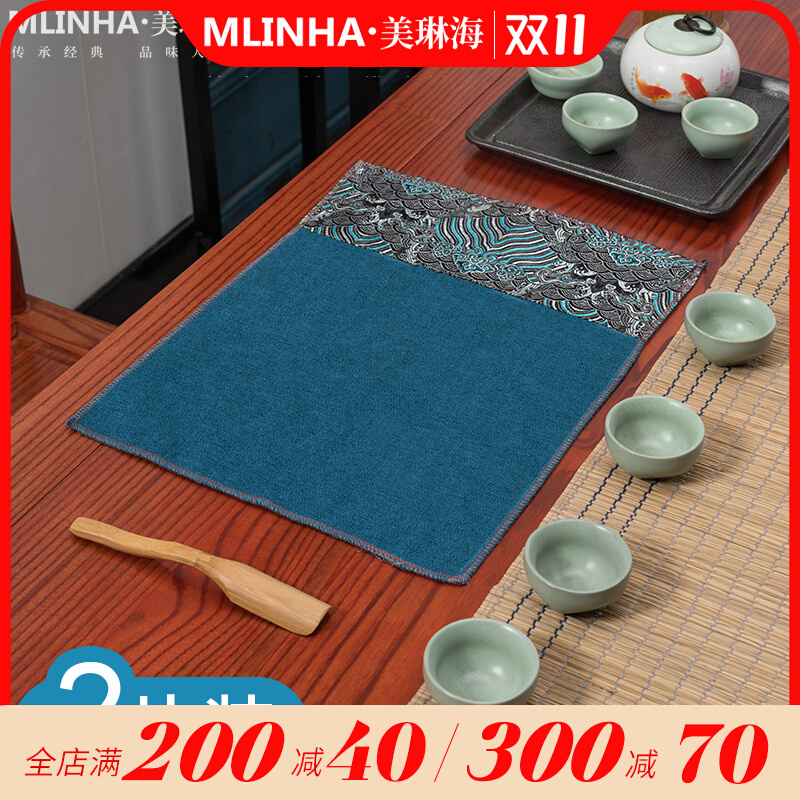 新中式茶席棉麻茶巾吸水茶桌布禅意茶垫抹K布家用茶台小方巾茶垫