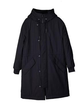 中和休闲长款连帽棉服男秋冬夹棉加厚防风保暖外套时尚7988