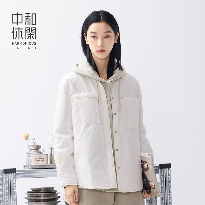 中和休闲加厚衬衫女装秋冬款宽松保暖衬衫式外套上衣潮G64174491