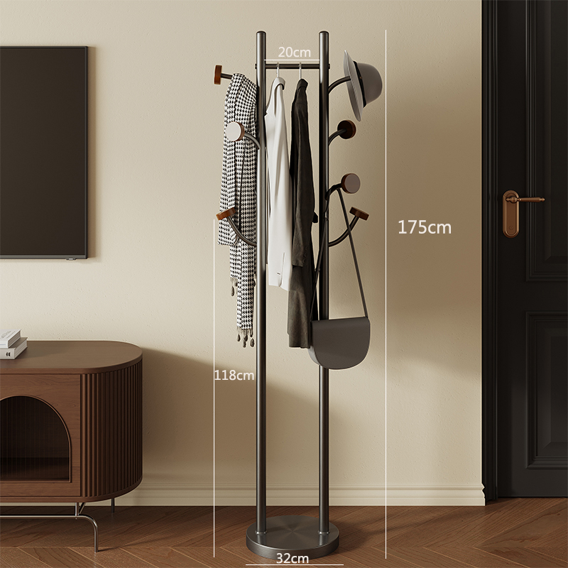 家用挂衣架不锈钢与胡桃木混搭