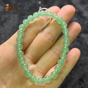 玉名坊天然A货翡翠手链 缅甸阳绿玉石玉器手串 7mm女款冰玉珠链