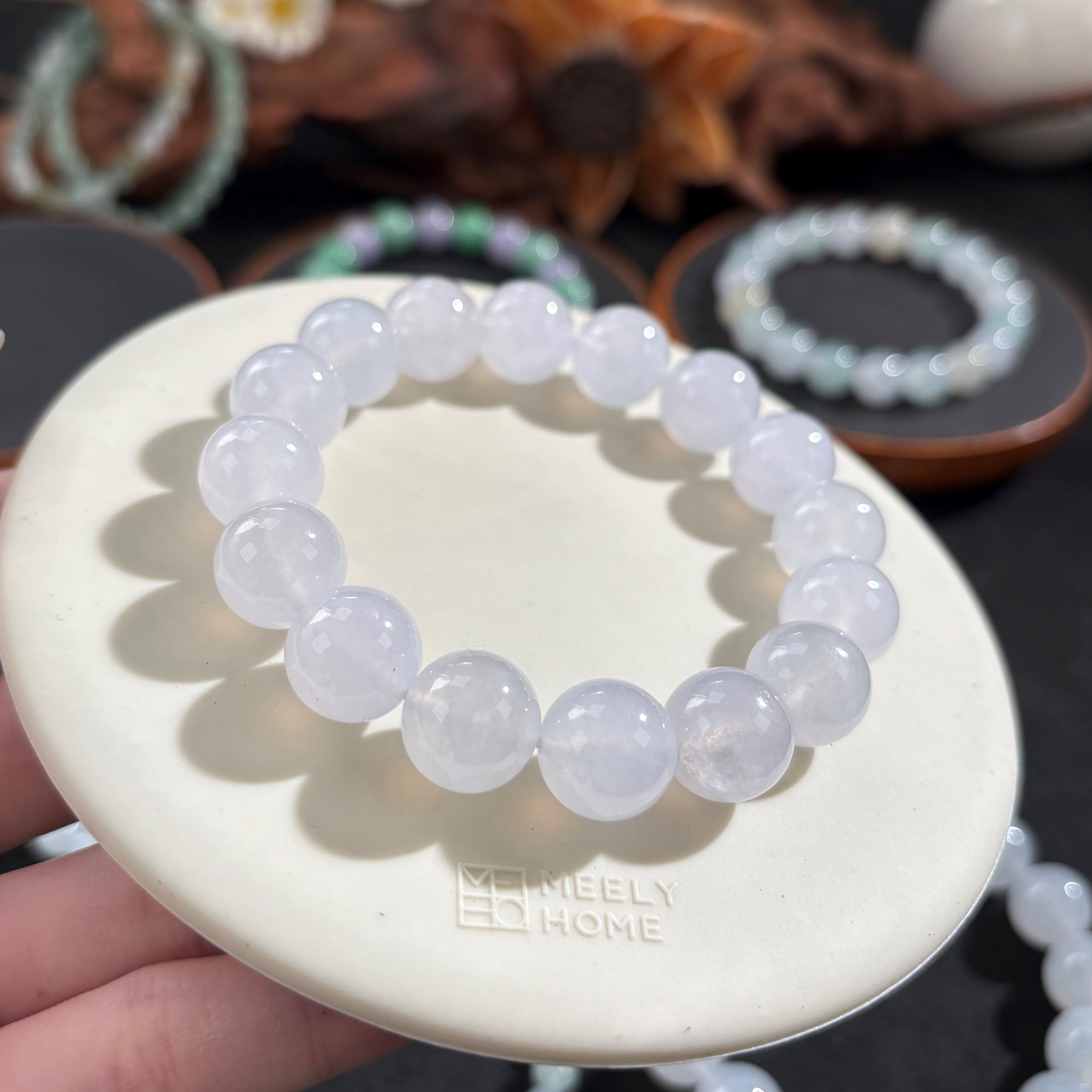 玉名坊 正品天然缅甸冰种翡翠手串 玉石玉器珠链A货 男女款玉手链