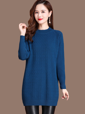 通勤直筒型绵羊毛衫女秋冬妈中