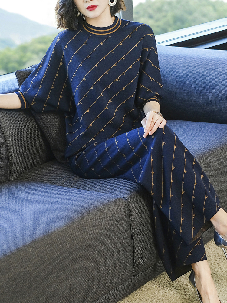 中年妈妈装女时尚休闲运动套装春夏季减龄宽松大码阔腿裤两件套