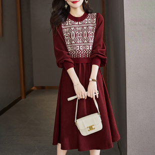 春装女2025新款本命年红色秋冬时尚衣服大码连衣裙胖mm春秋季裙子