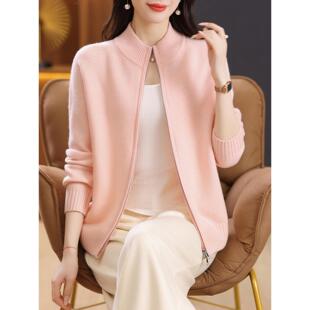 加厚短外套 双拉炼羊绒针织衫 半高领纯羊毛开衫 女毛衣2025春秋新款