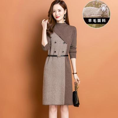 小个子羊毛衫针织打底连衣裙2025新款女秋冬季高级感配大衣毛衣裙