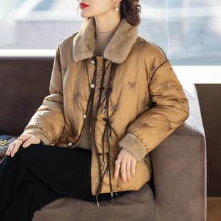 新中式妈妈羽绒服冬装白鸭绒洋气时尚外套中老年人女衣服2025新款