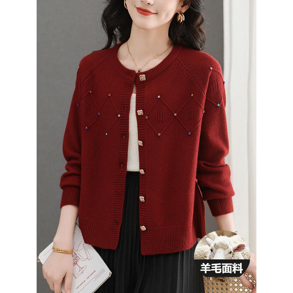 2025年春季和秋季新款宽松外羊毛针织开衫加码小香风格针织夹克