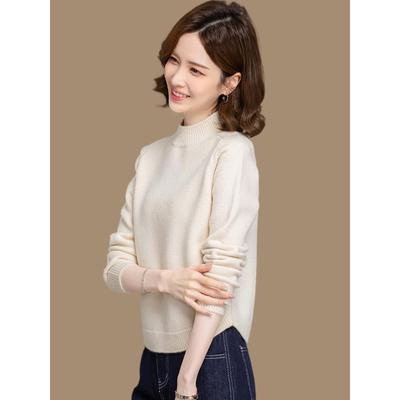 小个子毛衣羊毛衫女秋冬宽松短款加厚弧形下摆上衣高腰针织打底衫