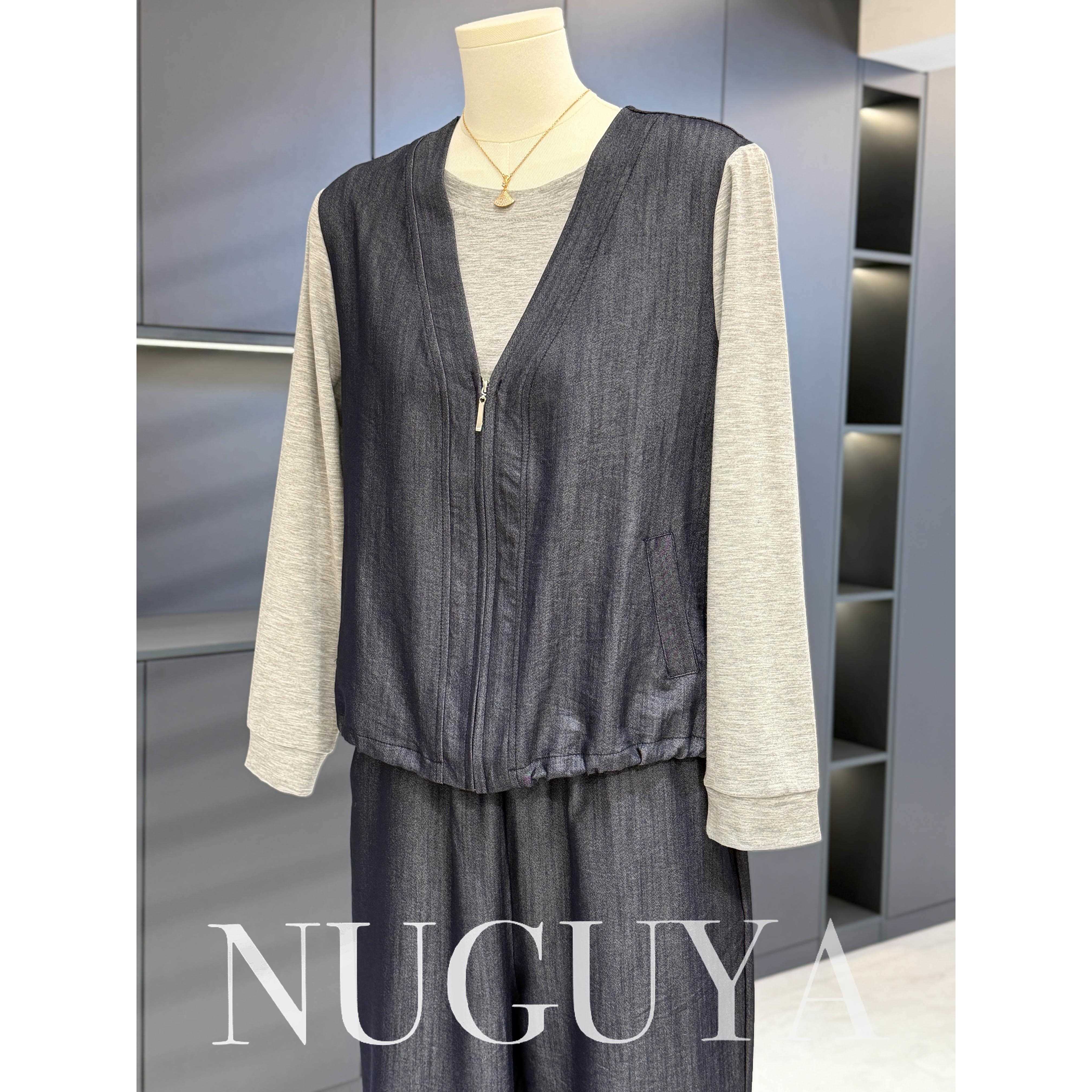 时尚气质假两件牛仔服妈妈装套装女秋装新款时髦洋气中老年两件套