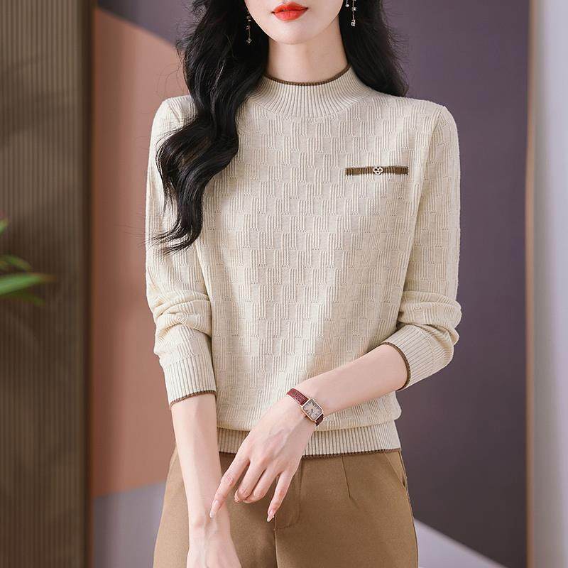 半高领薄款毛衣女春秋季2025新款中领内搭秋冬洋气羊毛针织打底衫