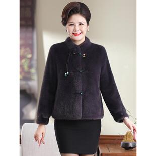 采购产品中老年金貂皮女服 皮草一体衣貂皮丝绒彷貂皮小妈妈 中式