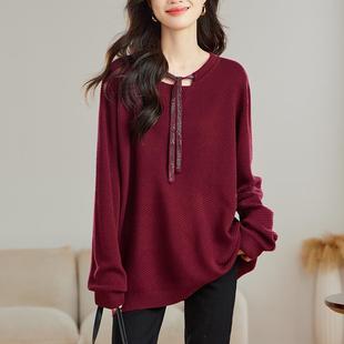 大码女装春装薄款毛衣打底衫洋气胖mm宽松遮肚子中长款冰丝针织衫