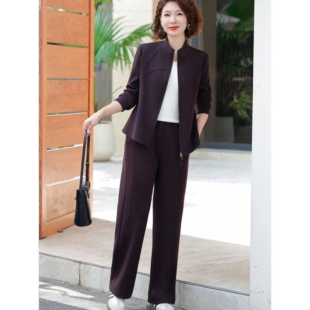 高级感中老年女装时尚运动服套装2025新款妈妈外套春秋洋气两件套