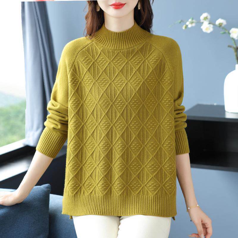 胖妈妈加肥加大码毛衣冬半高领宽松遮肚羊毛衫女时尚打底衫200斤