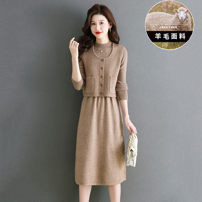 两件套针织连衣裙女秋冬季新款