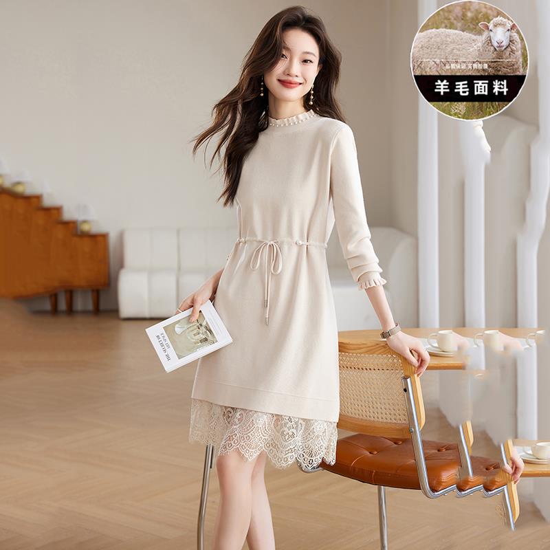 毛衣裙女秋冬季2024新款加厚羊毛针织内搭连衣裙中长款显瘦打底裙