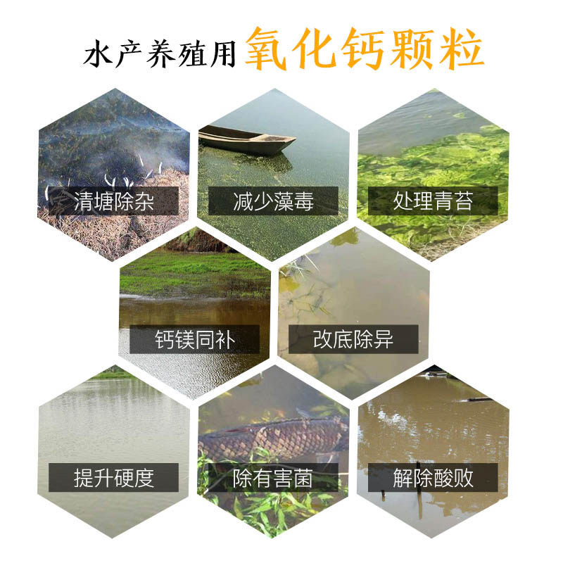 高纯生石灰颗粒鱼虾塘消毒室内防虫净化水质除湿霉干燥剂50斤包邮