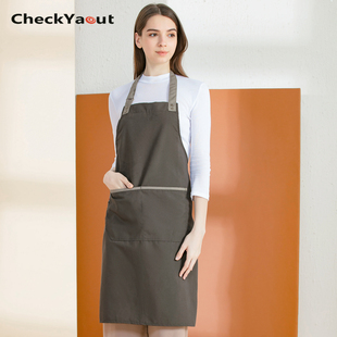 时尚 韩版 男女工作服 包邮 帆布围裙定制印字防油奶茶咖啡店餐厅美甲