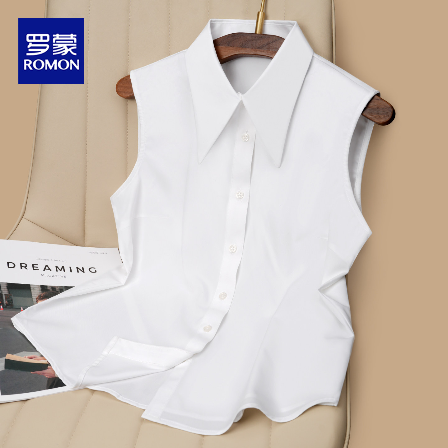 罗蒙白色无袖衬衫领女士假领子内搭坎肩上衣职业打底叠穿高级感,服饰配件/皮带/帽子/围巾,假领,淘宝优惠券,粉丝福利购,淘宝优惠卷