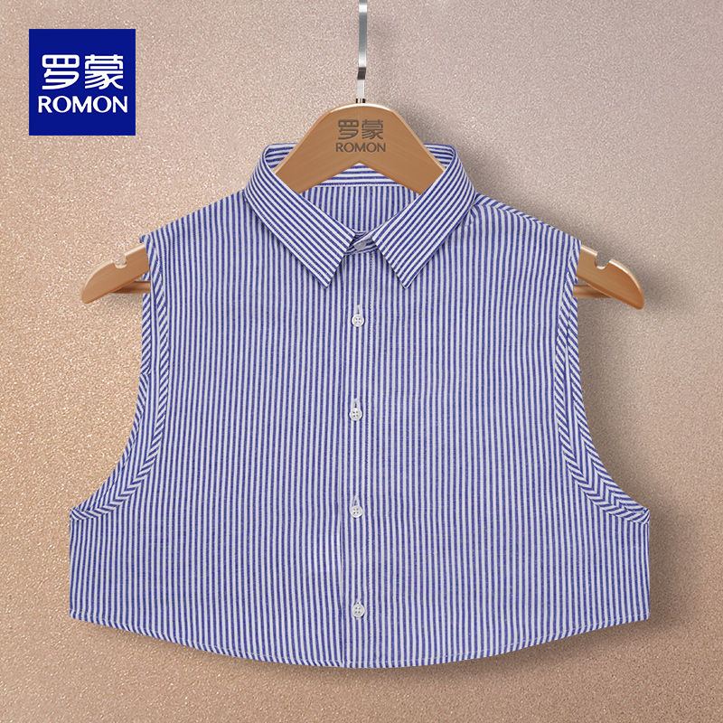 蓝色条纹假领子男百搭假领