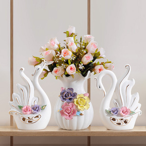 天鹅花瓶陶瓷装饰品家居客厅酒柜电视柜创意乔迁结婚礼物新居房间