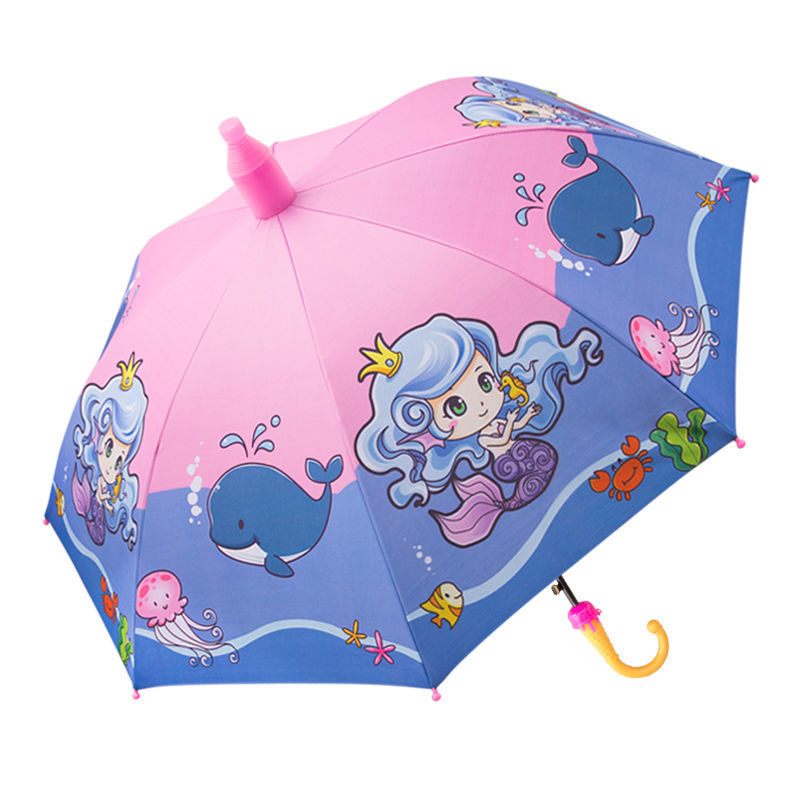 手动黑胶卡通美人鱼奥特曼晴雨伞