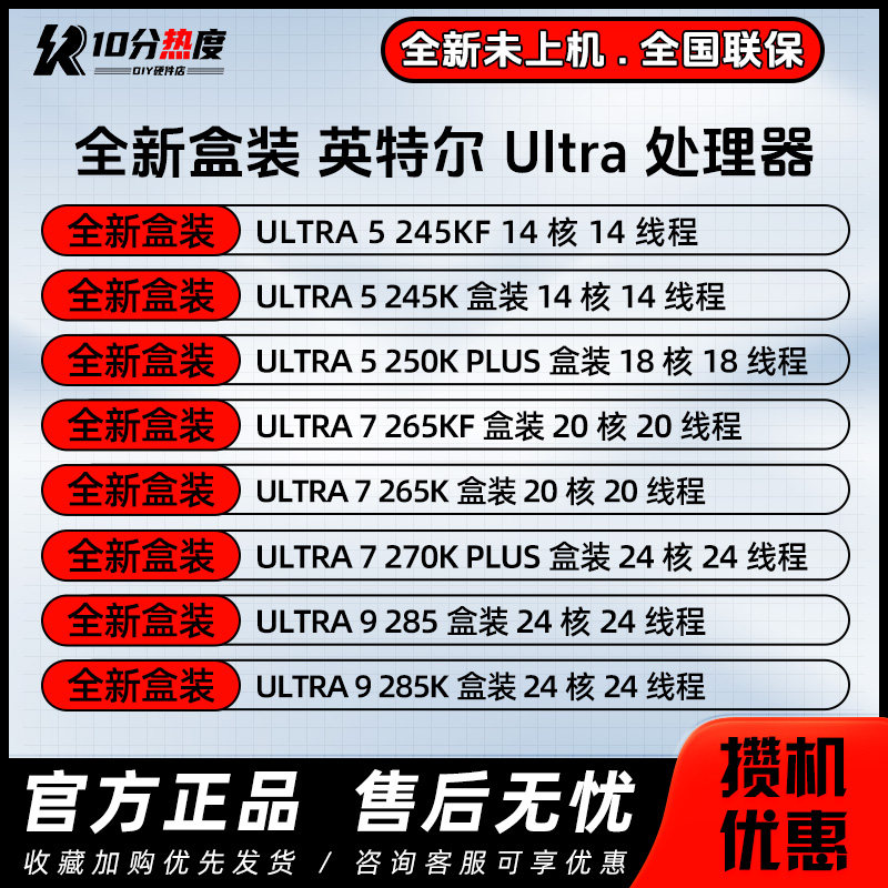 英特尔 酷睿Ultra 5 245KF 265KF 270K PLUS 285K 15代处理器CPU图片