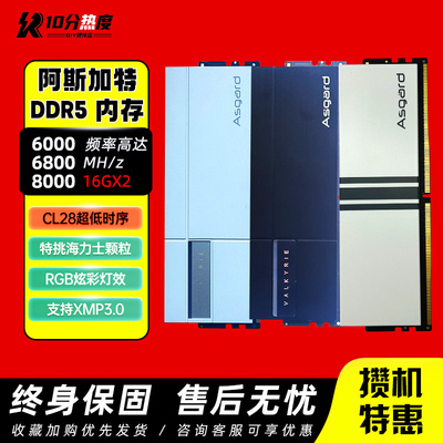 阿斯加特DDR5内存条32G 64G 6000 6800 8000 C28女武神2代吹雪RGB