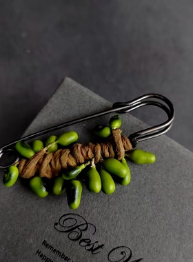 JIEMING手工缠绕仿真果实植物森系金属工艺扣针厂家直销批发