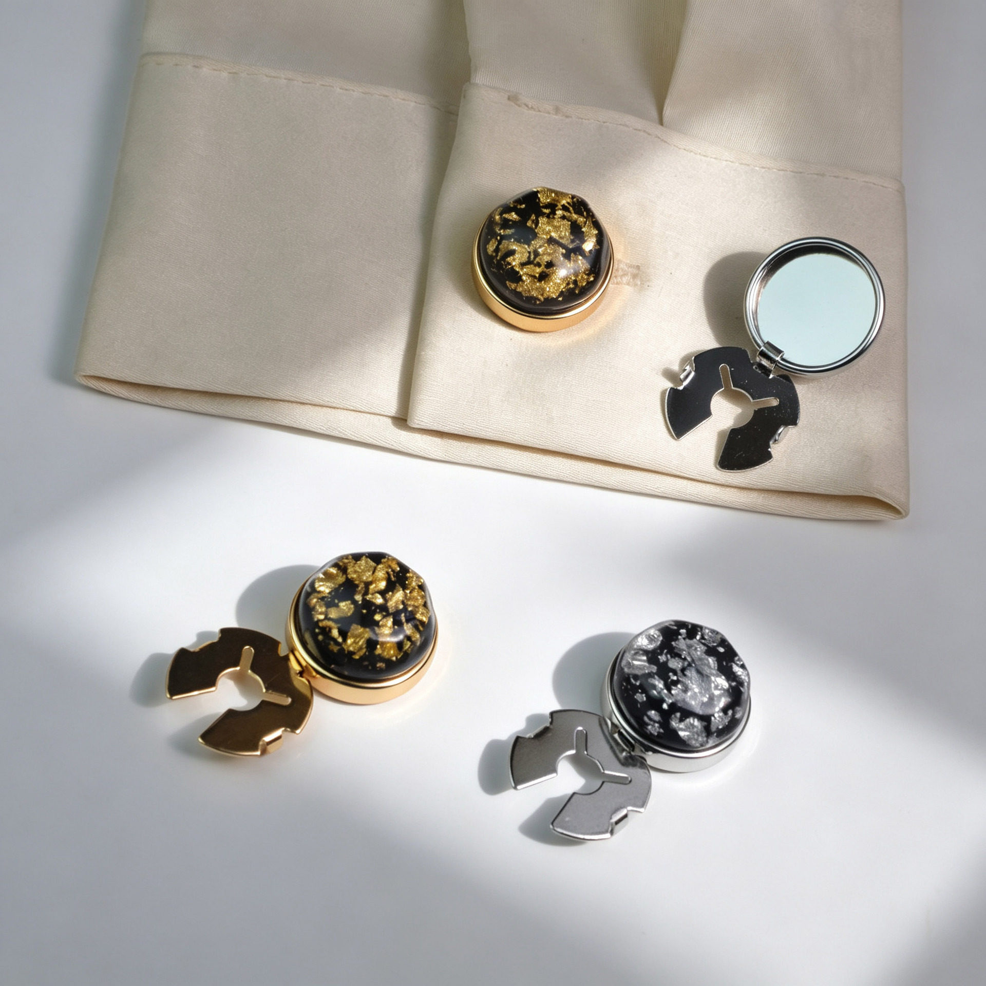 button covers 衬衫扣纽扣套金色半圆鎏金水钻袖扣乌龟扣套扣夹扣图片