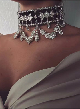 欧美夸张奢华重工闪钻choker颈链时尚气质舞会晚宴名媛风配饰项链