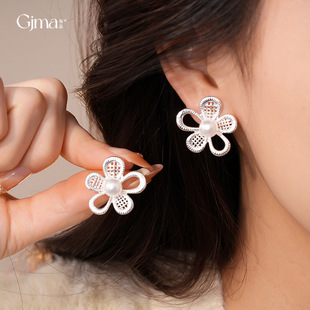 久不掉色越南沙金古法花丝珍珠花朵耳钉diy配件耳饰耳环配件女