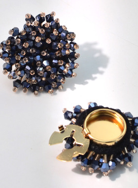 Button Cover 2pcs 衬衫扣手工米珠水晶胸针扣袖扣乌龟扣套扣夹扣