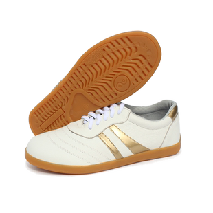 乔尚太极鞋女春秋真皮软牛筋底武术鞋男透气太极拳练功鞋运动鞋