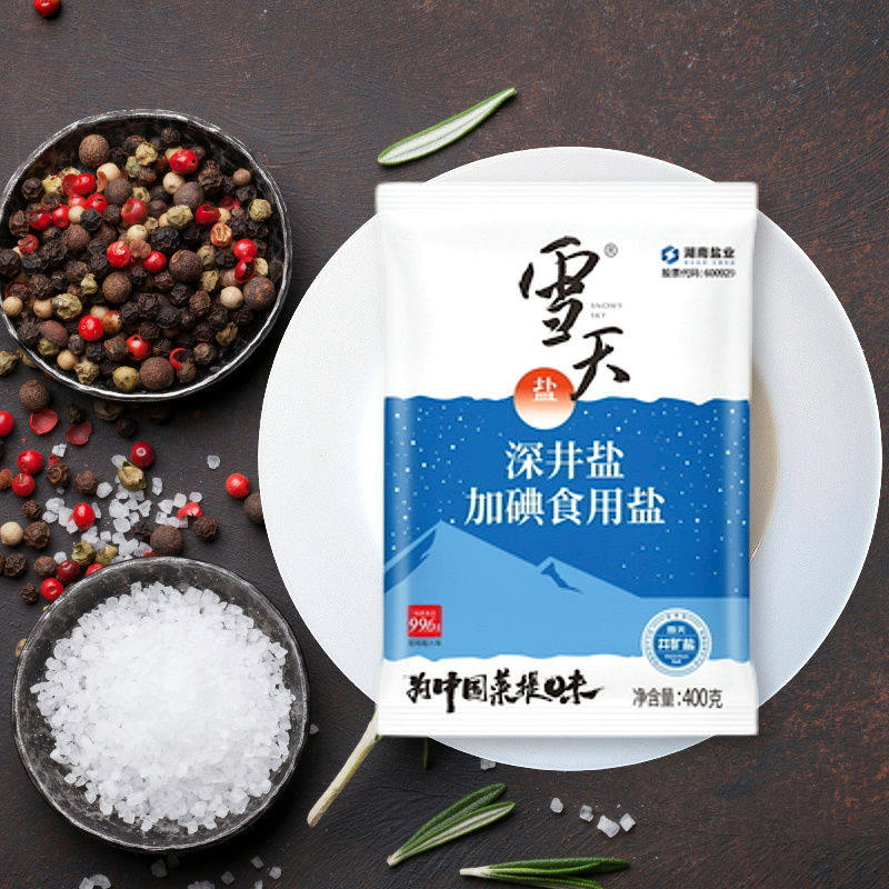 雪天盐业加碘深井盐精制食盐400克*每袋井矿盐岩盐食用细盐家用