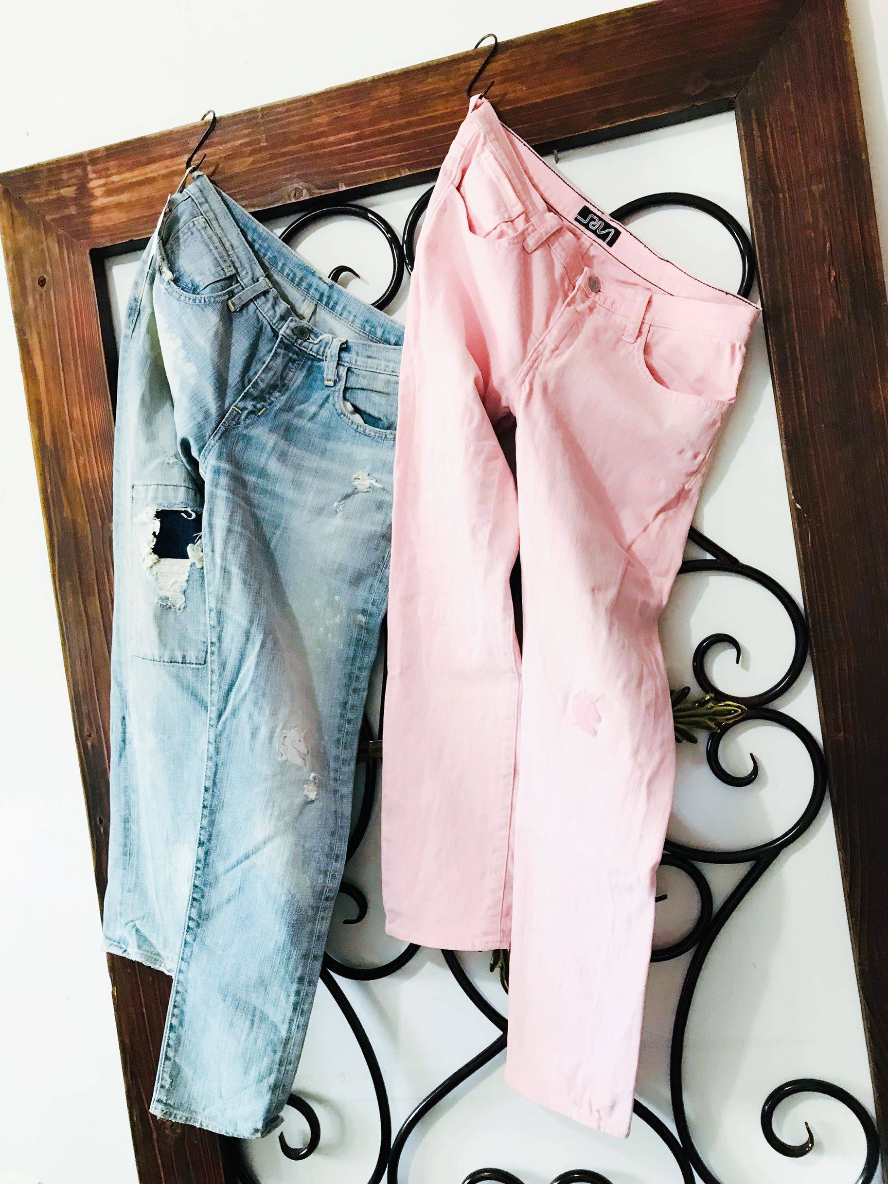 纯原～rna马头绣花贴补直筒牛仔裤【成人】