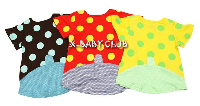 convex女童系列NAYSH波点两种材质拼接女童短T 3色入