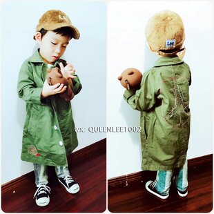 DD超繁复手工绣花反战和平鸽中长款儿童风衣