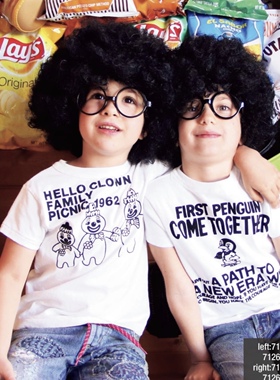 DD422小丑刺绣短T中性儿童亲子装