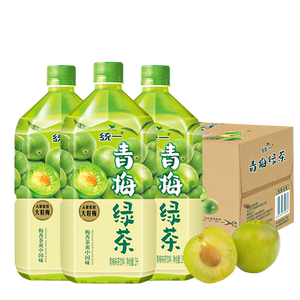 统一青梅绿茶箱装清凉解渴青梅味茶饮料 1L*8瓶夏日清爽大瓶饮料