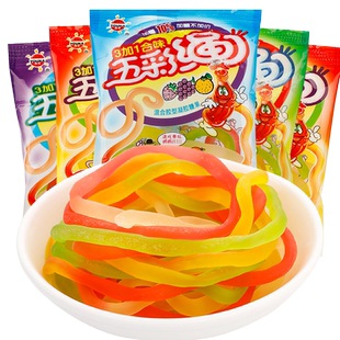 优卡五彩绳软糖8090后小时候怀旧小零食童年趣味水果糖果橡皮qq糖
