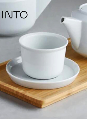 顺丰包邮-日本KINTO ridge陶瓷杯两件套咖啡茶杯套杯套装白色杯碟