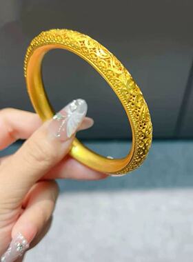 金店同款沙金仿真金镂空花丝如意凤尾手镯女款轻奢高级感手镯爆闪