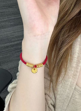 金店同款沙金仿真金盘缠小胖福手链女款轻奢高级感手串送女友礼物