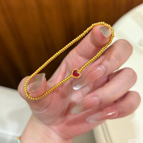 金店同款沙金仿真金爱心小米珠手链女款轻奢小众设计百搭手串礼物